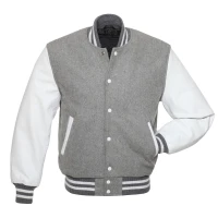 Fancy Gray Color jacket with White Sleeves Hot Selling Street Arrival Outdoor Arrival Unisex varsity Letterman jacket