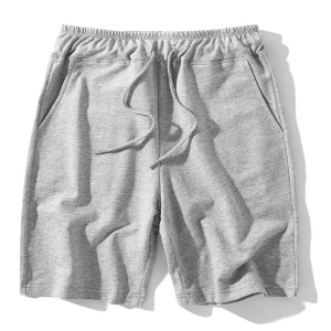 Men-Custom-Pants-Cotton-Wholesale-Mens-Drawstring-Jogger-Knitted-Bulk-Logo-Short-Grey-Fleece-Sweat-Shorts