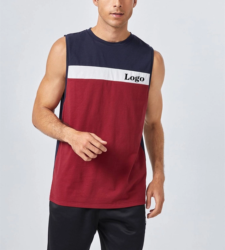 Mens Fashion Streetwear Cotton Running Workout Undershirt Two Tone Tank Top