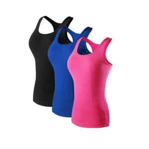 Woman seamless stretchy tank top for fitness gym running sports vest