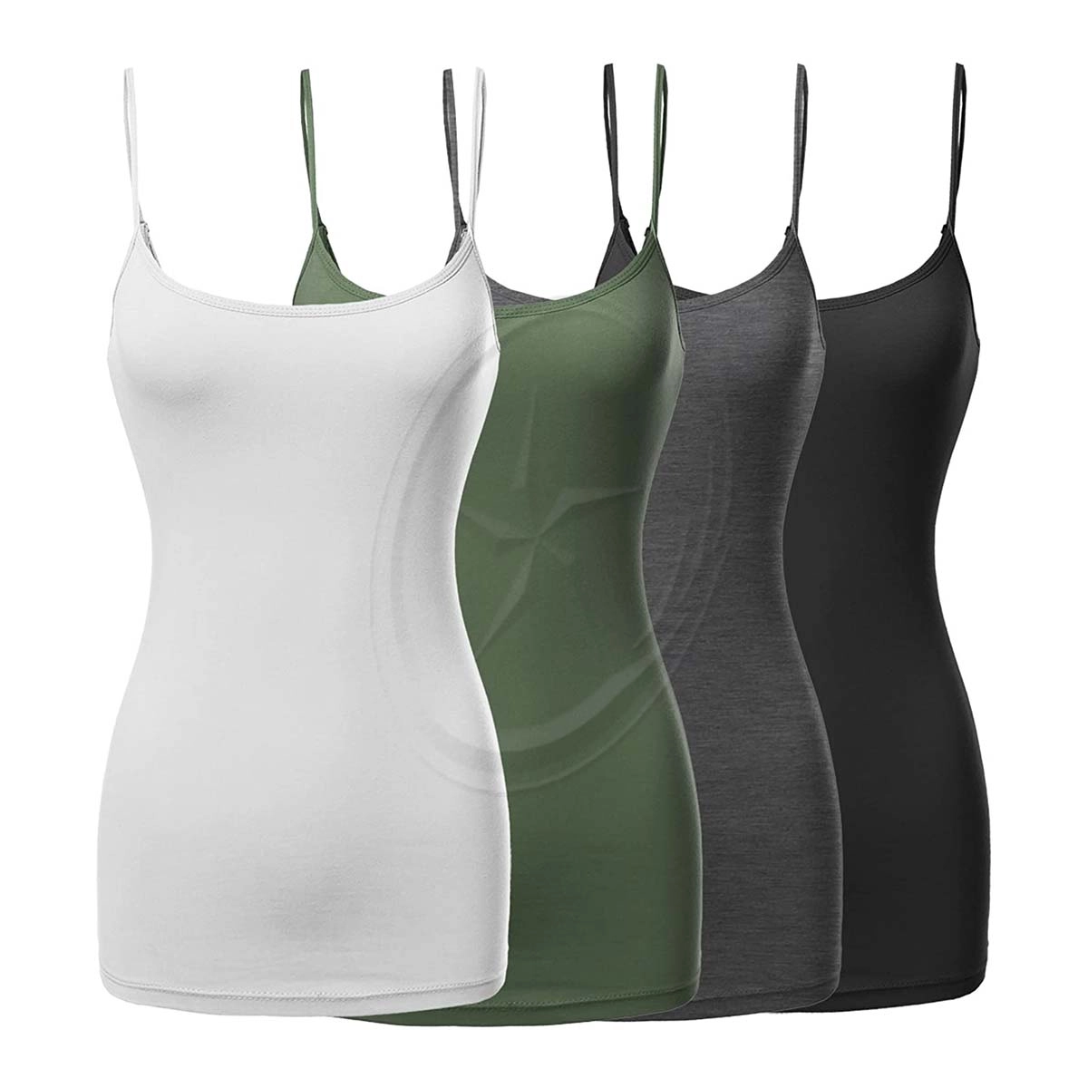 Women's Basic Solid Long Length Adjustable Spaghetti Strap Tank Top Wholesale Supplier
